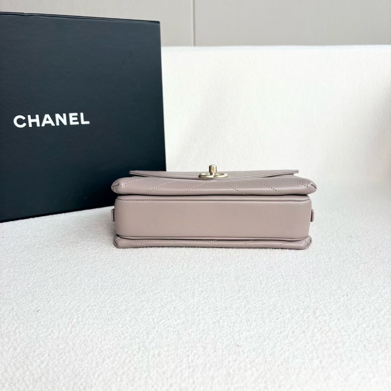 Chanel V紋風琴包 灰紫色 金扣22*16*7 98新配件盒子 說明書 保卡 塵袋-5