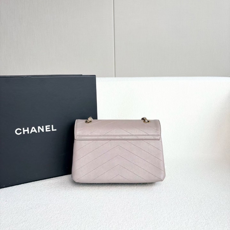 Chanel V紋風琴包 灰紫色 金扣22*16*7 98新配件盒子 說明書 保卡 塵袋-8