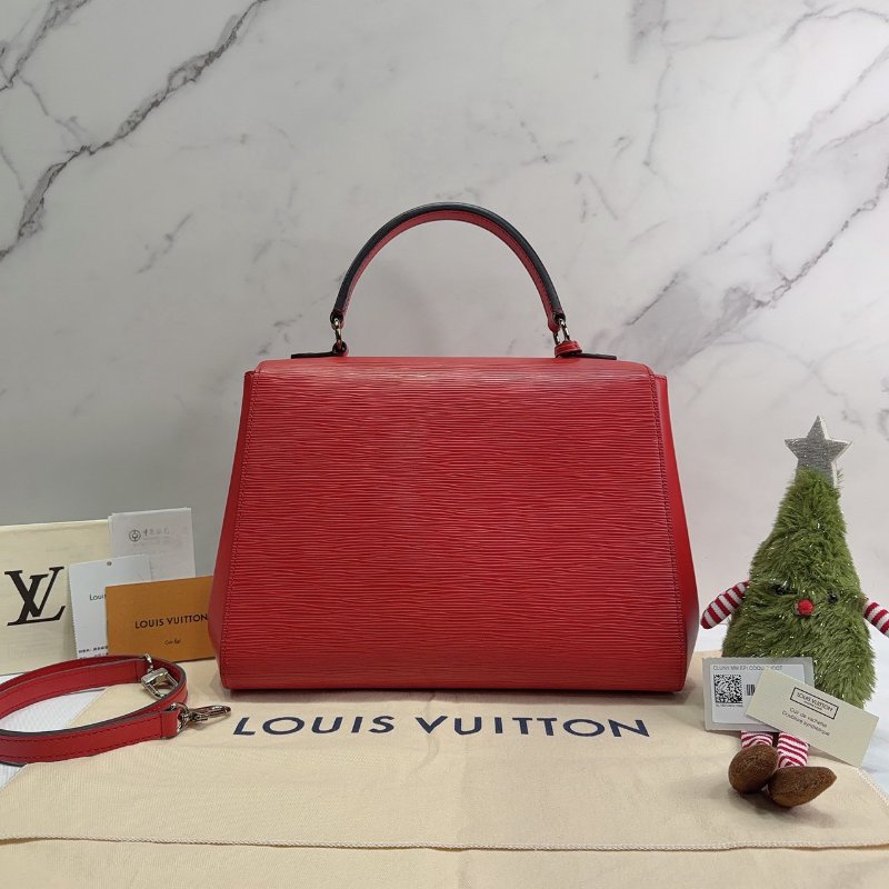 LV CLUNY 紅色Epi翻蓋手提肩背包-1