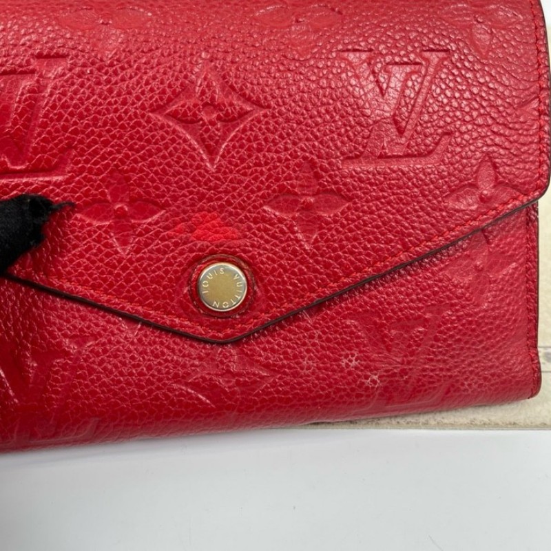 LV路易威登 紅色全皮壓紋信封錢包 卡位多 容量大 亮眼便攜-2