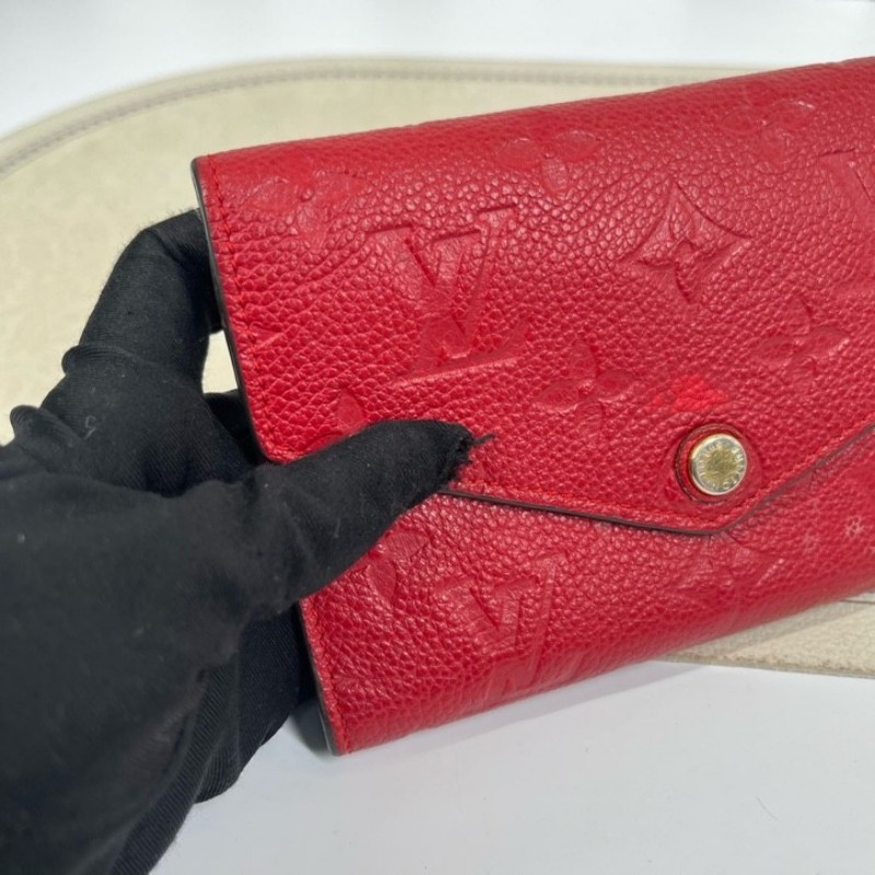 LV路易威登 紅色全皮壓紋信封錢包 卡位多 容量大 亮眼便攜-3