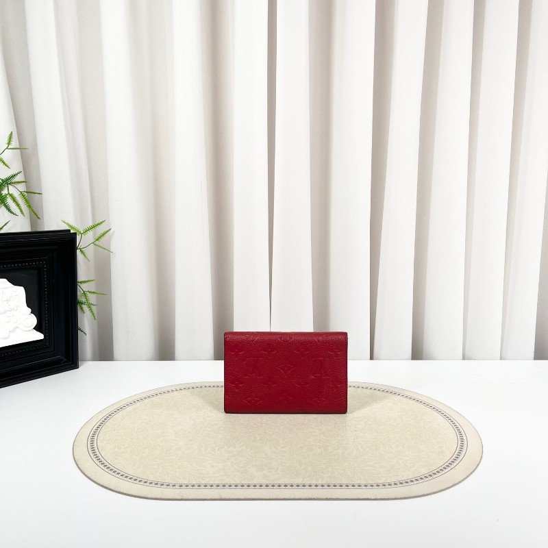 LV路易威登 紅色全皮壓紋信封錢包 卡位多 容量大 亮眼便攜-6