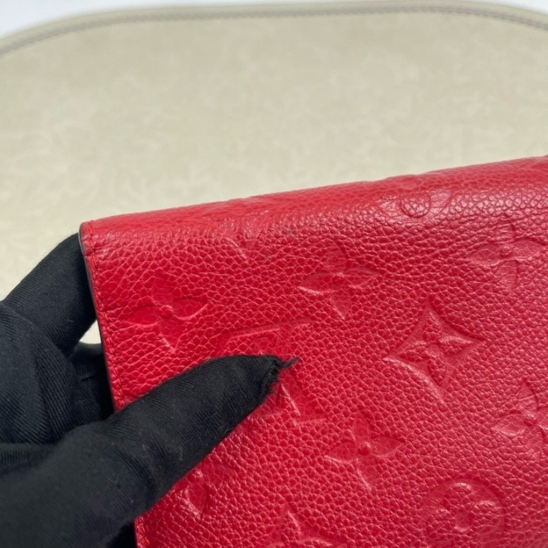 LV路易威登 紅色全皮壓紋信封錢包 卡位多 容量大 亮眼便攜-8