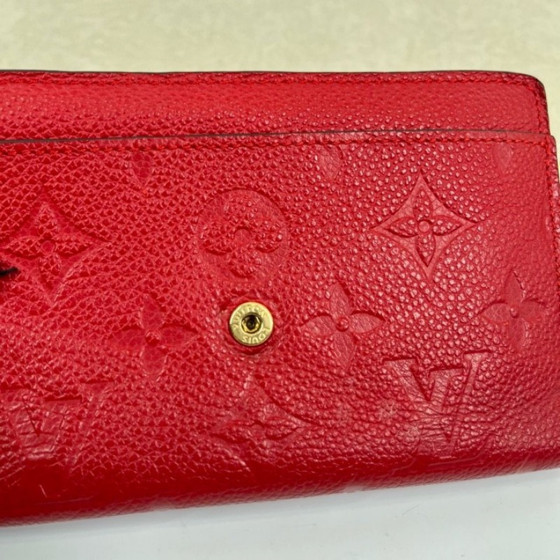 LV路易威登 紅色全皮壓紋信封錢包 卡位多 容量大 亮眼便攜-18