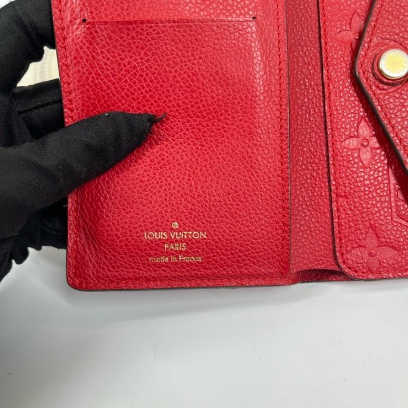 LV路易威登 紅色全皮壓紋信封錢包 卡位多 容量大 亮眼便攜-19