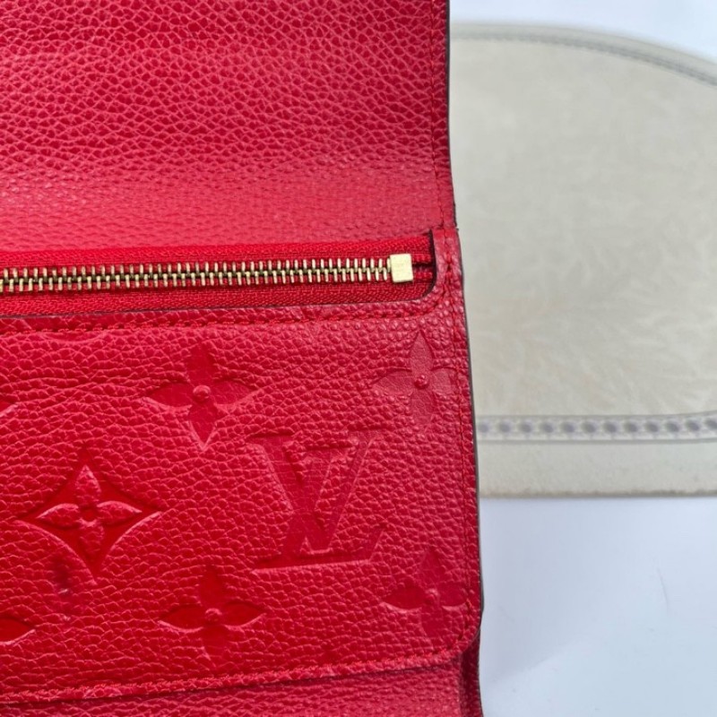 LV路易威登 紅色全皮壓紋信封錢包 卡位多 容量大 亮眼便攜-20