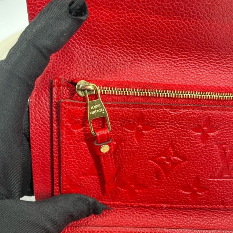 LV路易威登 紅色全皮壓紋信封錢包 卡位多 容量大 亮眼便攜-21