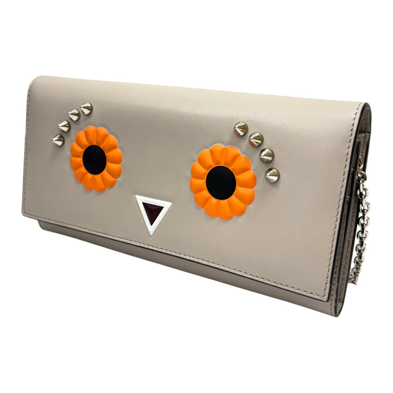 灰色 牛皮 鍊帶 Hypnoteyes 長夾【FENDI 芬迪】 8M0365-1