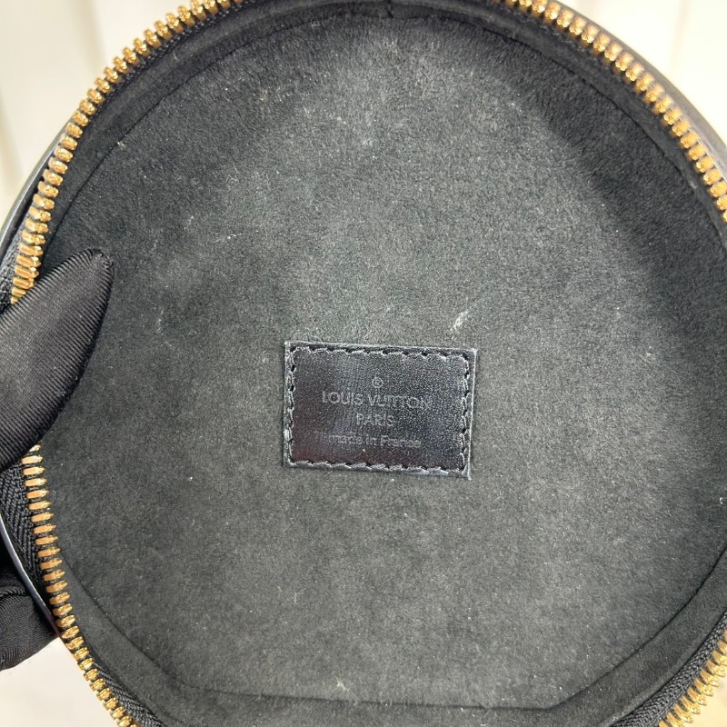 LV路易威登 20年票 Cannes 芯片編碼共存 經典棕色老花發財桶 塗層帆布拼牛皮飾邊 水桶包單肩斜挎手提包-19