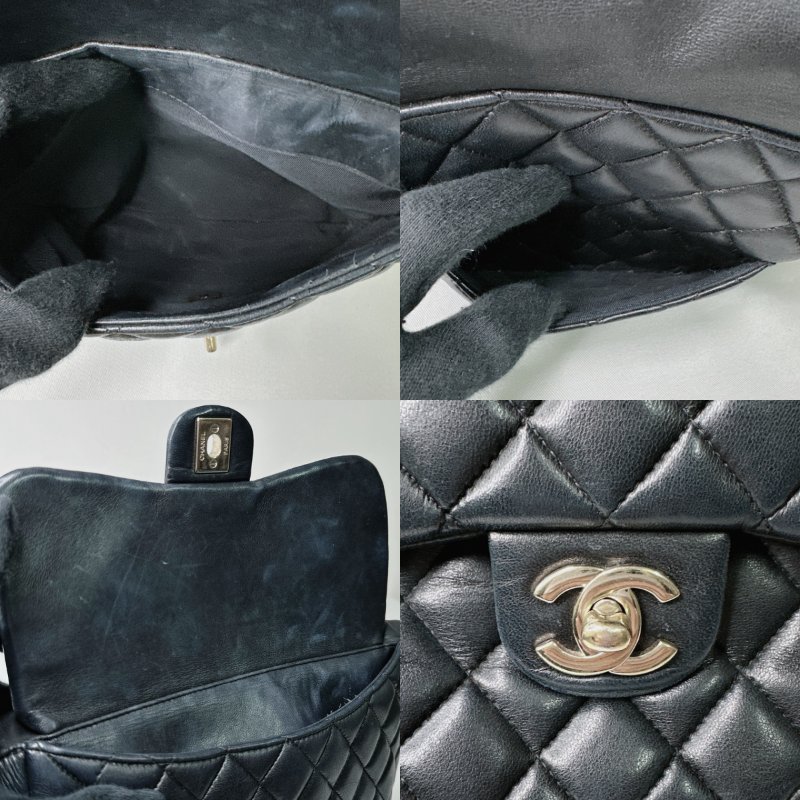 CHANEL 黑金羊皮束口鏈帶後背包-7