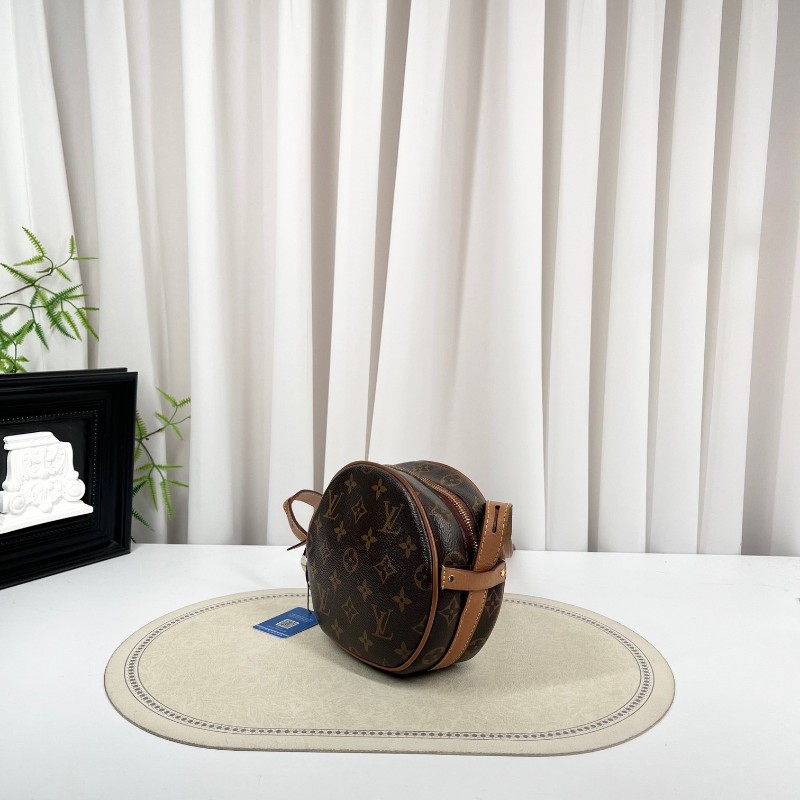 LV路易威登 經典老花滿印拉鍊開合 棕色塗層帆布拼牛皮 單肩斜挎包 經典小圓餅設計 肩帶可調節 休閒百搭-3