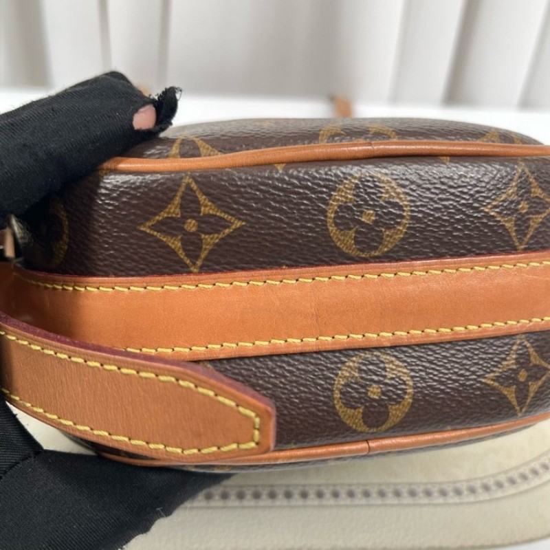 LV路易威登 經典老花滿印拉鍊開合 棕色塗層帆布拼牛皮 單肩斜挎包 經典小圓餅設計 肩帶可調節 休閒百搭-8
