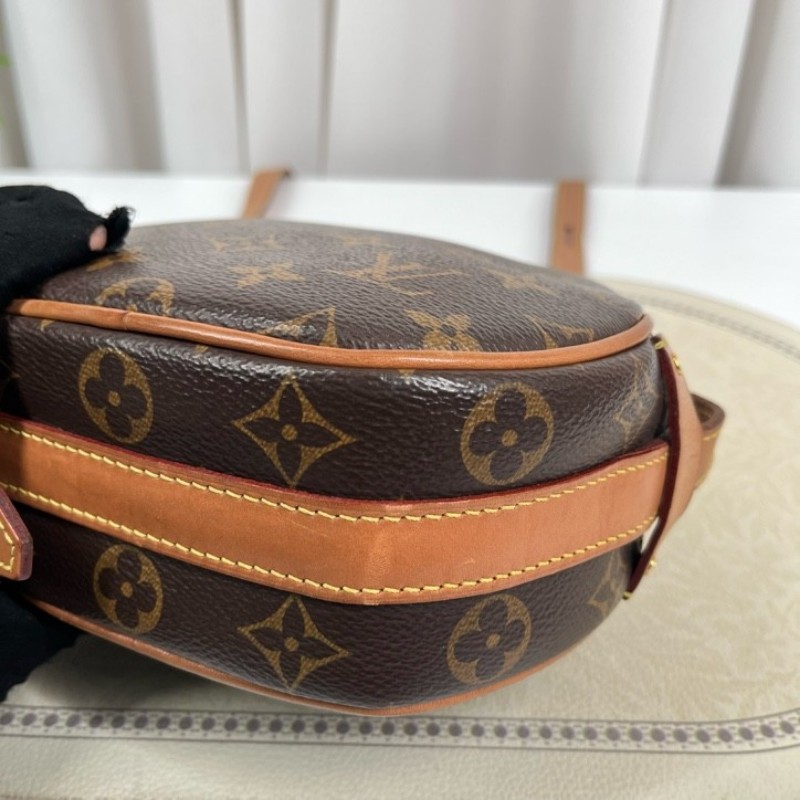 LV路易威登 經典老花滿印拉鍊開合 棕色塗層帆布拼牛皮 單肩斜挎包 經典小圓餅設計 肩帶可調節 休閒百搭-9