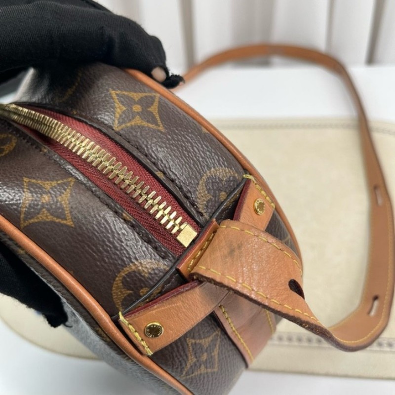 LV路易威登 經典老花滿印拉鍊開合 棕色塗層帆布拼牛皮 單肩斜挎包 經典小圓餅設計 肩帶可調節 休閒百搭-22