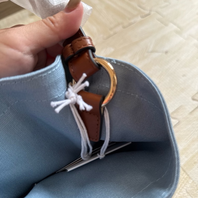 Chloe logo刺繡帆布斜背包 藍色-4