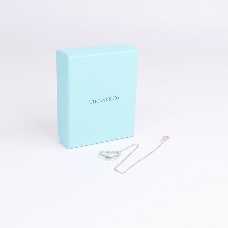 TIFFANY＆CO 925純銀Elsa Peretti Open Heart Necklace項鍊-9