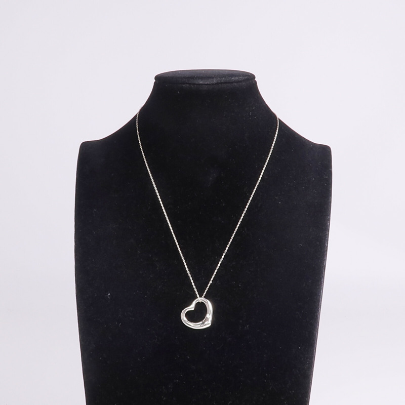 TIFFANY＆CO 925純銀Elsa Peretti Open Heart Necklace項鍊-10