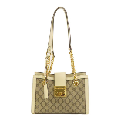 GUCCI 塗層帆布Padlock金扣鏈帶肩背袋