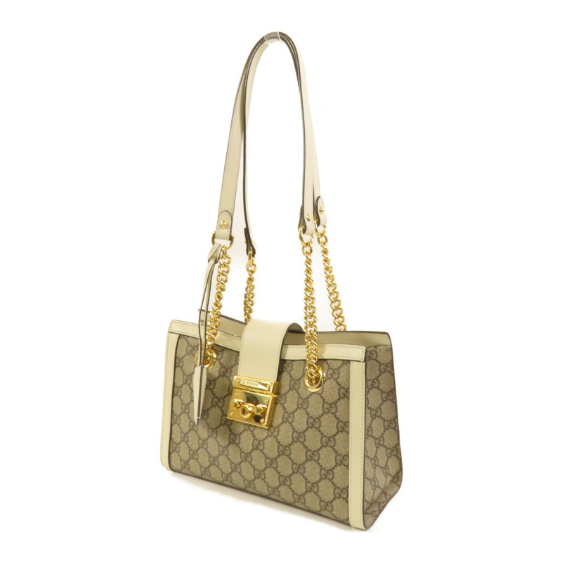 GUCCI 塗層帆布Padlock金扣鏈帶肩背袋-2