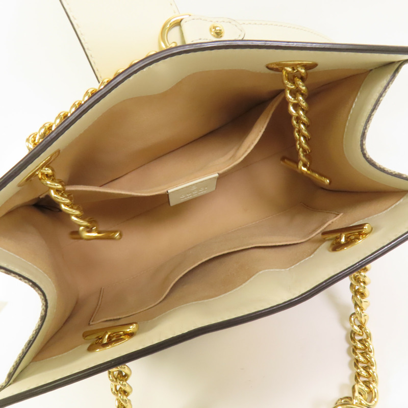 GUCCI 塗層帆布Padlock金扣鏈帶肩背袋-4