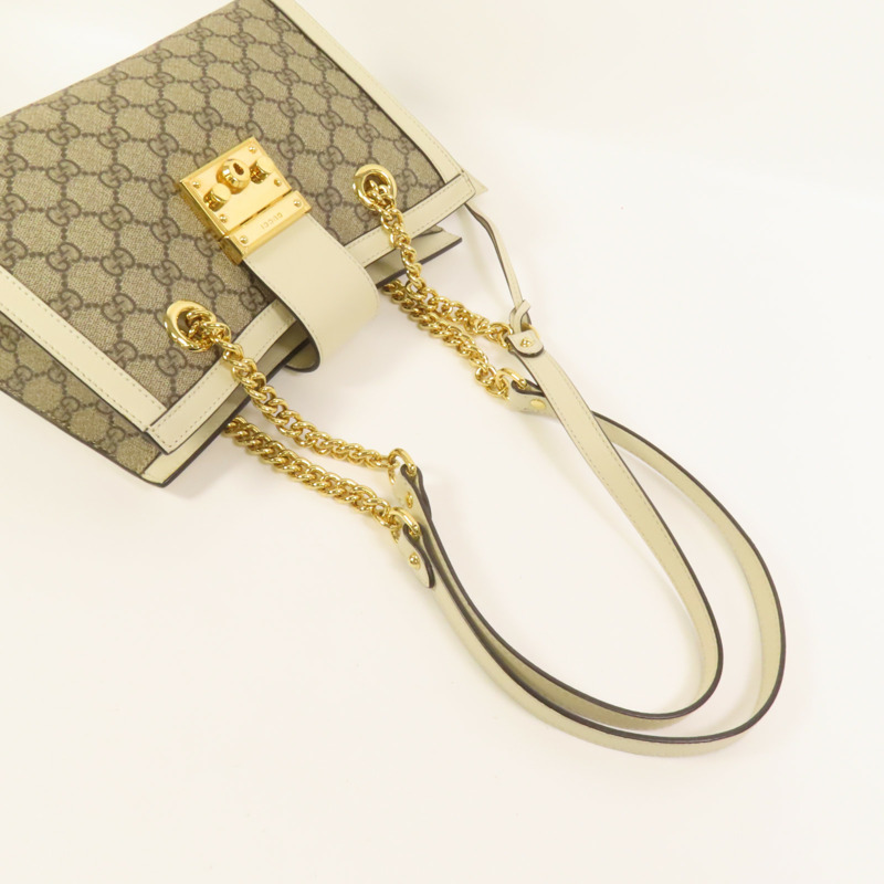 GUCCI 塗層帆布Padlock金扣鏈帶肩背袋-5