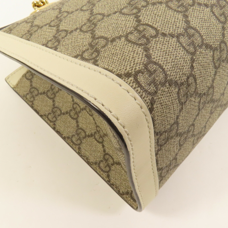 GUCCI 塗層帆布Padlock金扣鏈帶肩背袋-12