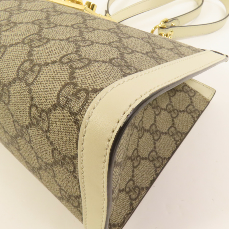 GUCCI 塗層帆布Padlock金扣鏈帶肩背袋-14