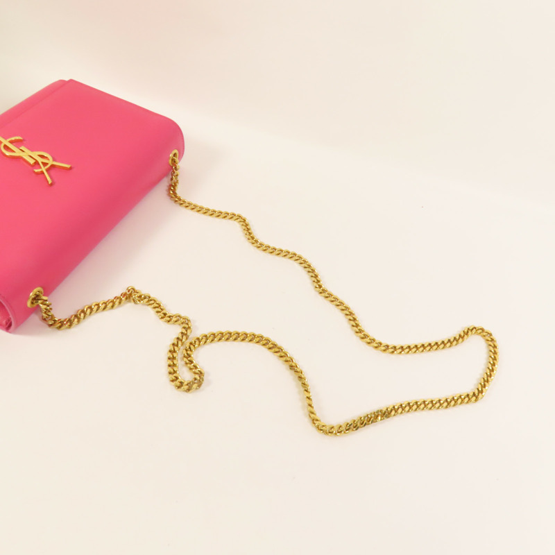 SAINT LAURENT 牛皮皮革Chain Shoulder金扣鏈帶肩背袋-5