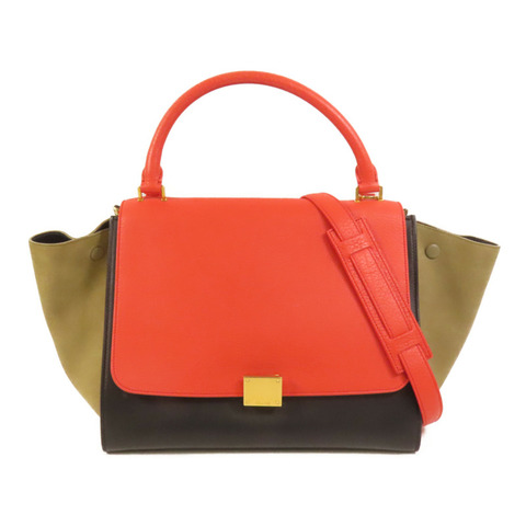 CELINE 牛皮皮革/麂皮皮革Trapeze金扣手挽肩背兩用袋