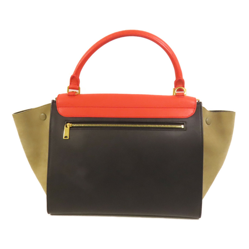 CELINE 牛皮皮革/麂皮皮革Trapeze金扣手挽肩背兩用袋-1