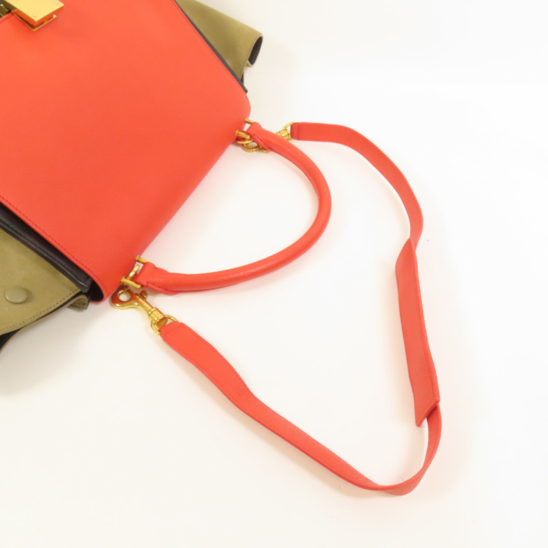 CELINE 牛皮皮革/麂皮皮革Trapeze金扣手挽肩背兩用袋-5