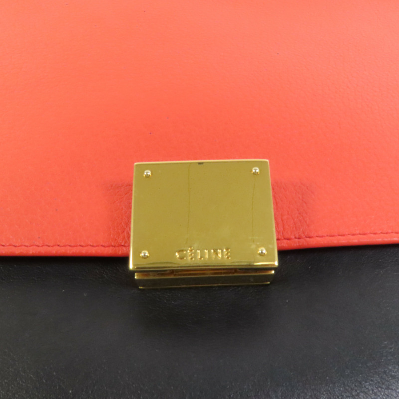 CELINE 牛皮皮革/麂皮皮革Trapeze金扣手挽肩背兩用袋-7