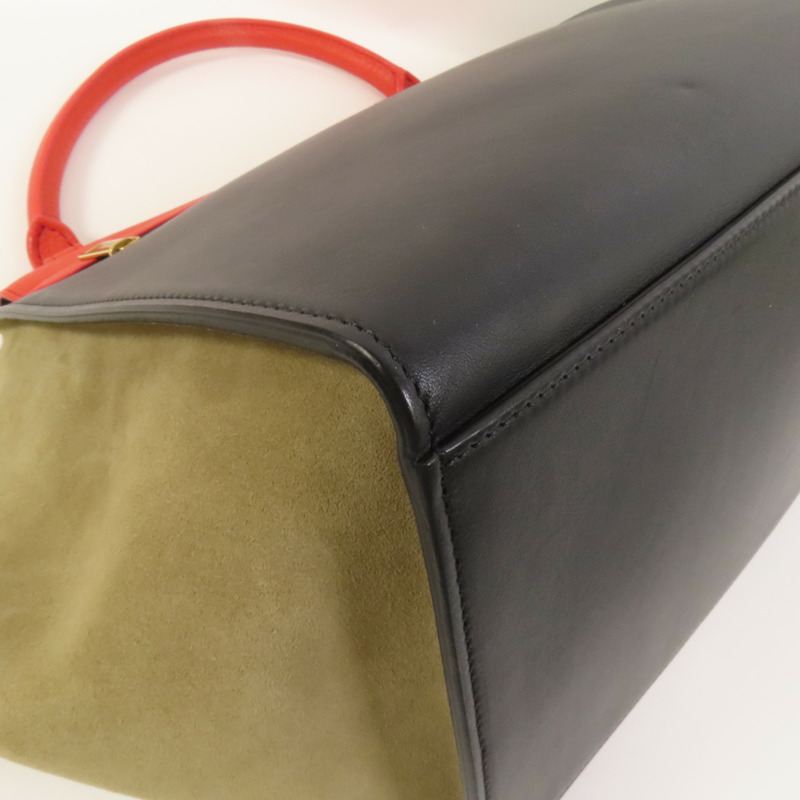 CELINE 牛皮皮革/麂皮皮革Trapeze金扣手挽肩背兩用袋-11