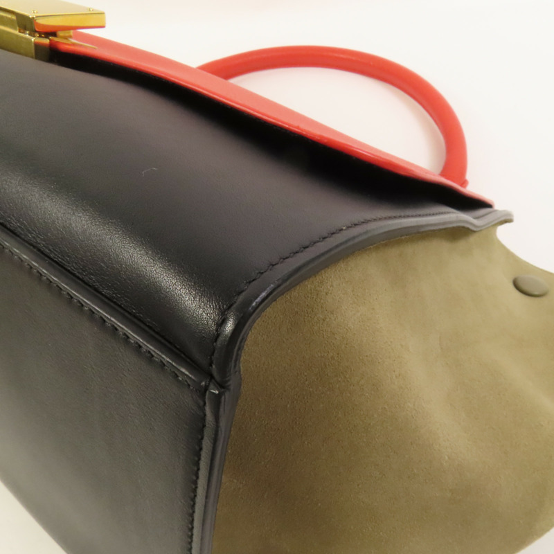 CELINE 牛皮皮革/麂皮皮革Trapeze金扣手挽肩背兩用袋-12