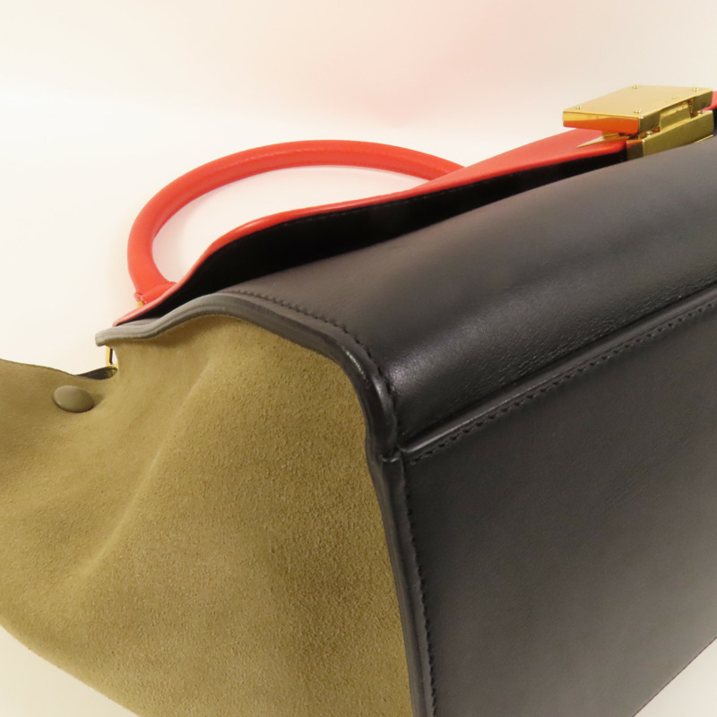 CELINE 牛皮皮革/麂皮皮革Trapeze金扣手挽肩背兩用袋-13