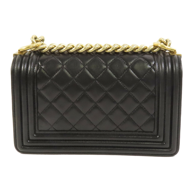 CHANEL 羊皮皮革Boy 20金扣鏈帶肩背袋-1