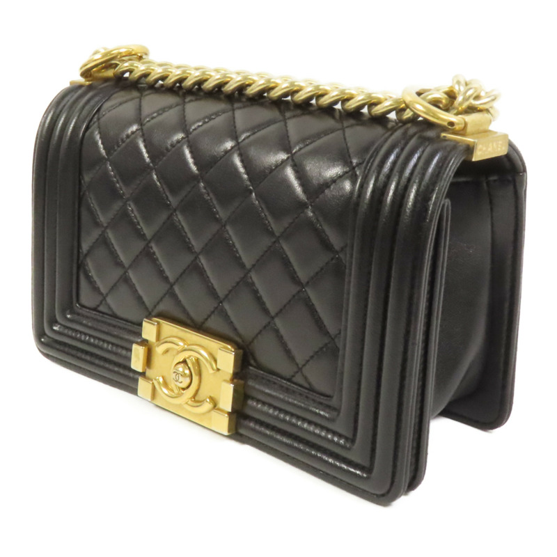 CHANEL 羊皮皮革Boy 20金扣鏈帶肩背袋-2