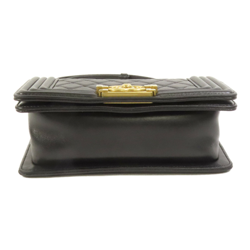 CHANEL 羊皮皮革Boy 20金扣鏈帶肩背袋-3