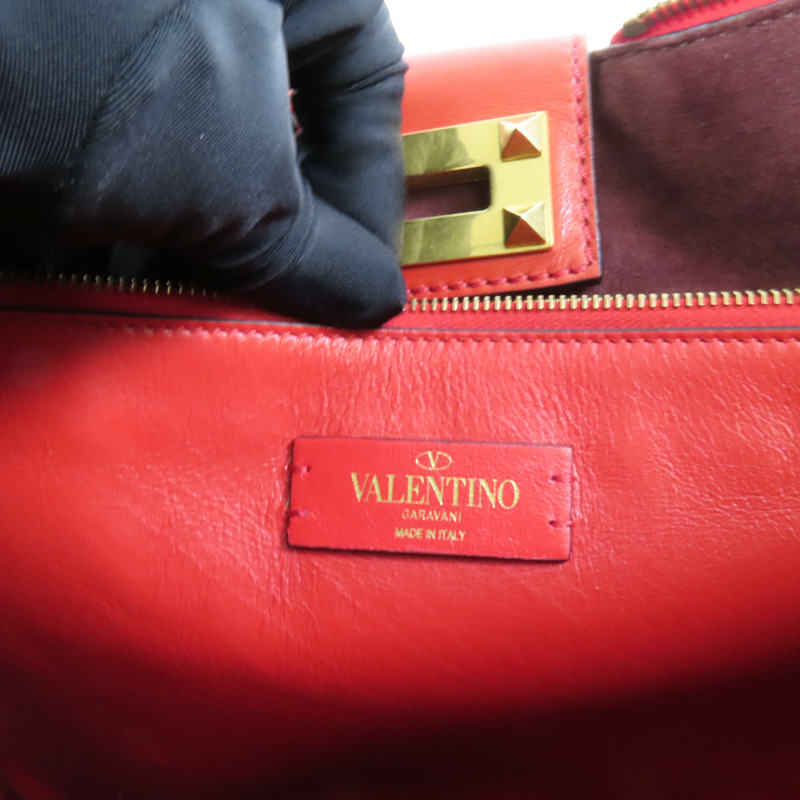 Valentino 牛皮皮革Shoulder Bag金扣手挽肩背兩用袋-9