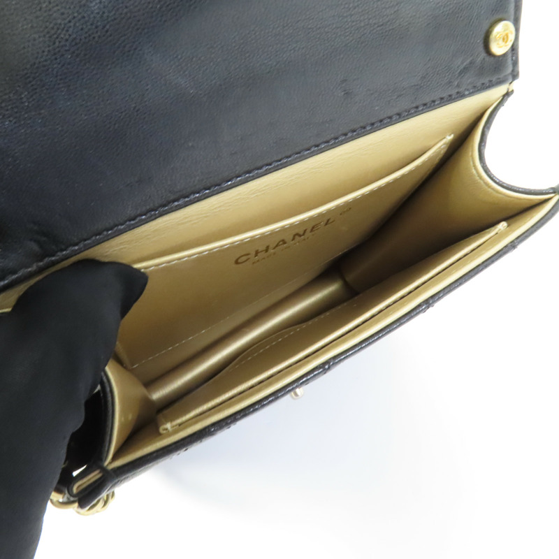 CHANEL 羊皮皮革Matelasse Pearl金扣鏈帶肩背袋-4