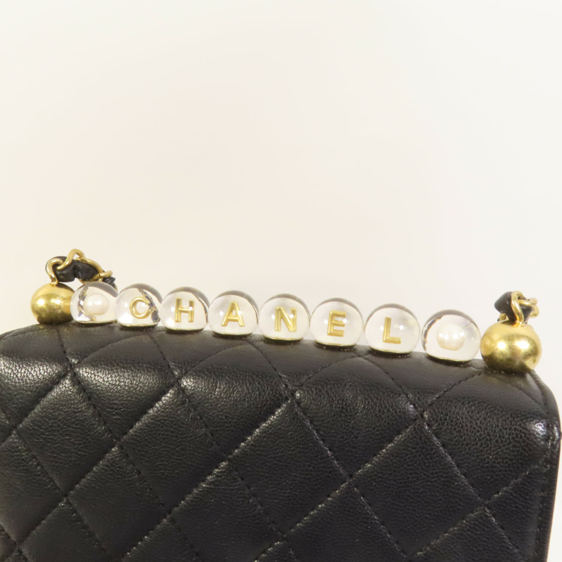 CHANEL 羊皮皮革Matelasse Pearl金扣鏈帶肩背袋-7