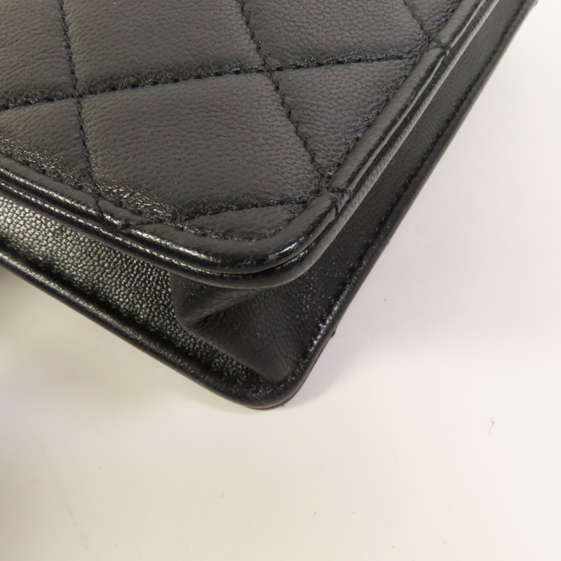 CHANEL 羊皮皮革Matelasse Pearl金扣鏈帶肩背袋-12