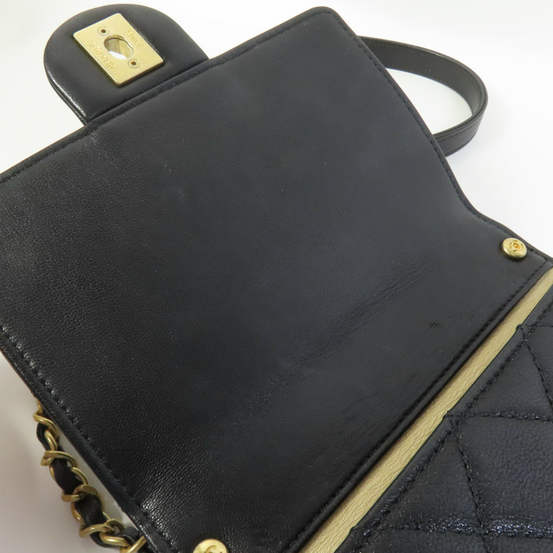 CHANEL 羊皮皮革Matelasse Pearl金扣鏈帶肩背袋-14