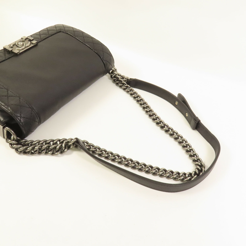 CHANEL 牛皮皮革Boy 25鏈帶肩背袋-5