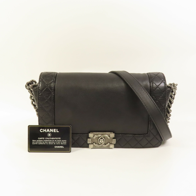 CHANEL 牛皮皮革Boy 25鏈帶肩背袋-10