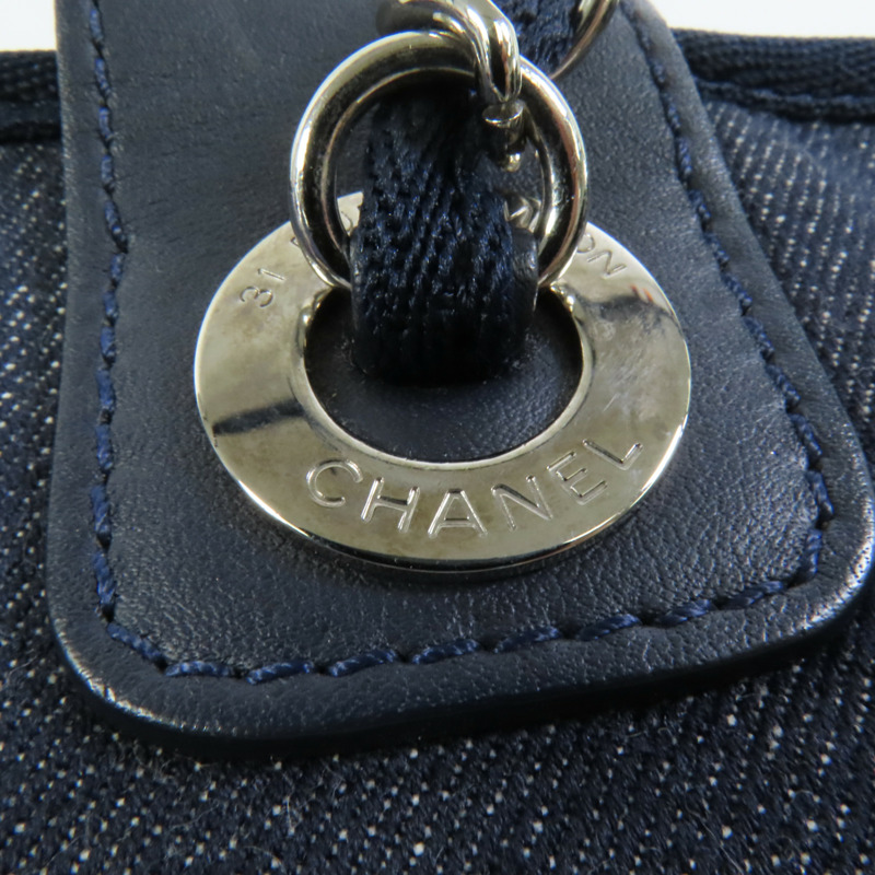 CHANEL 帆布Deauville Chain Tote銀扣鏈帶手挽肩背兩用袋-7