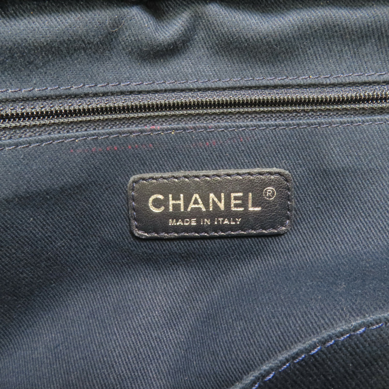 CHANEL 帆布Deauville Chain Tote銀扣鏈帶手挽肩背兩用袋-8