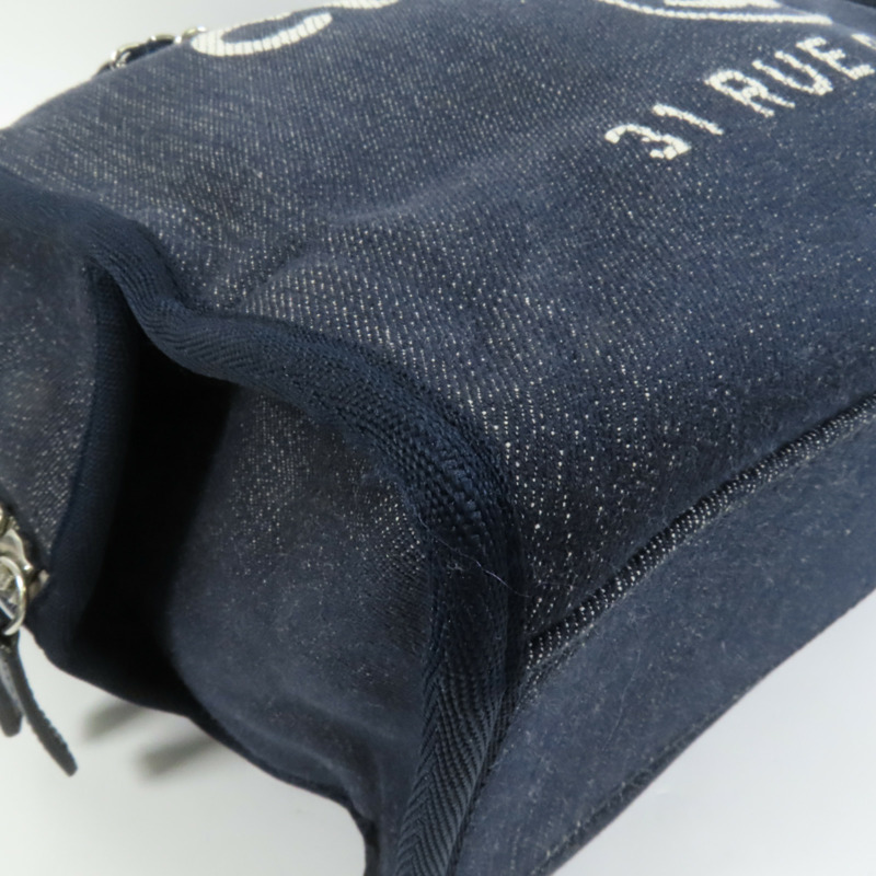 CHANEL 帆布Deauville Chain Tote銀扣鏈帶手挽肩背兩用袋-12