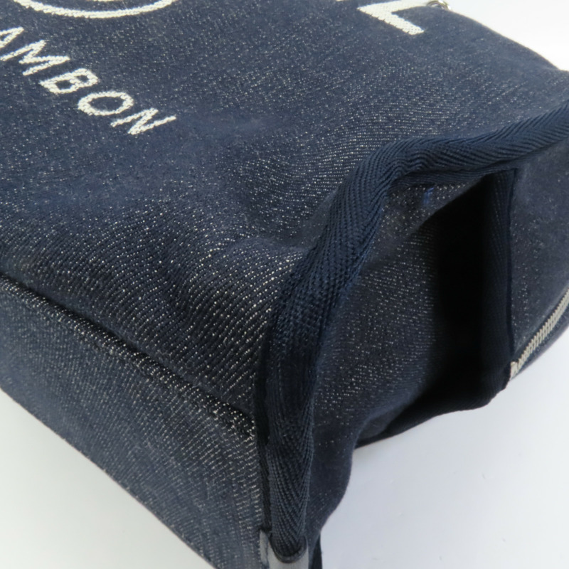 CHANEL 帆布Deauville Chain Tote銀扣鏈帶手挽肩背兩用袋-13