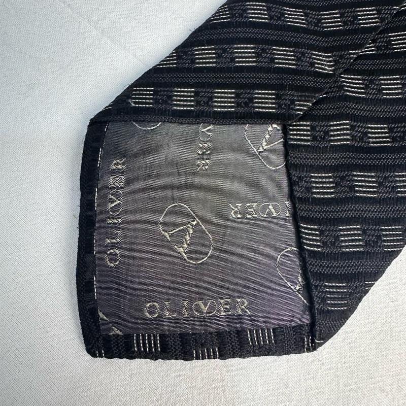 VALENTINO 范倫鐵諾 黑色幾何圖形領帶 領結 絲綢（中古）-3